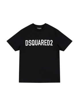 Dsquared2: T-shirt en jersey de coton imprimé - Noir - kids-boys_0 | Luisa Via Roma