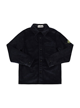 Stone Island Junior: Giacca in misto cotone millerighe - Navy - kids-boys_0 | Luisa Via Roma