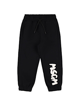 MSGM: Cotton sweatpants - Black - kids-boys_0 | Luisa Via Roma