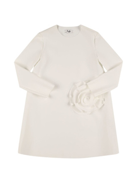 Il Gufo: Stretch poly dress w/ flower - White - kids-girls_0 | Luisa Via Roma