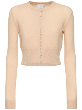 Forte_forte: Cashmere blend gauze cardigan - Ivory - women_0 | Luisa Via Roma