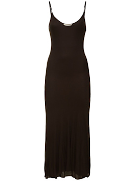 Khaite: Leesal viscose midi dress - Dark Brown - women_0 | Luisa Via Roma