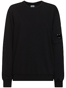 C.P. Company: Light fleece crewneck sweatshirt - Black - women_0 | Luisa Via Roma