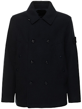 Stone Island: Ghost cashmere blend peacoat - Navy - men_0 | Luisa Via Roma