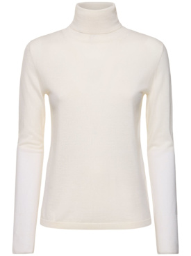 ASPESI: Wool turtleneck knit sweater - White - women_0 | Luisa Via Roma