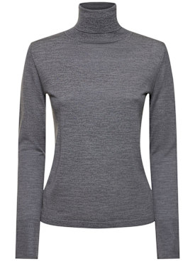 ASPESI: Wool turtleneck knit sweater - Grey - women_0 | Luisa Via Roma