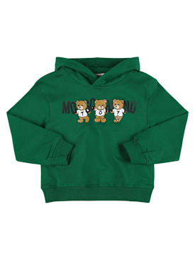 Moschino: Sweat-shirt en coton à capuche - Vert - kids-boys_0 | Luisa Via Roma