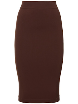 Andreadamo: Sculpting jersey midi skirt - Brown - women_0 | Luisa Via Roma