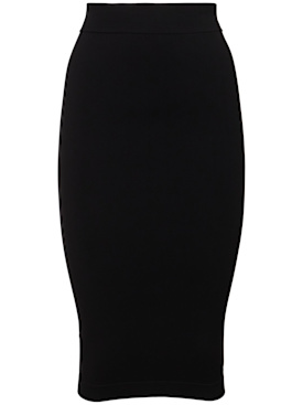 Andreadamo: Sculpting jersey midi skirt - Black - women_0 | Luisa Via Roma