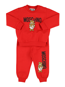 Moschino: Sweatshirt und Trainingshose aus Baumwolle - Rot - kids-boys_0 | Luisa Via Roma