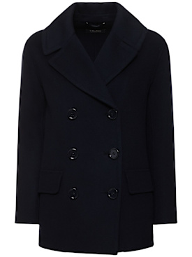 'S Max Mara: Efebo double breast wool short coat - Navy - women_0 | Luisa Via Roma