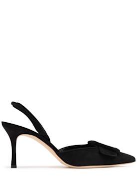 Manolo Blahnik: Décolleté Maysli in camoscio 70mm - Nero - women_0 | Luisa Via Roma