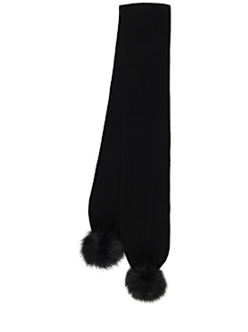 Yves Salomon Enfant: Cashmere knit scarf w/fur - Black - kids-girls_0 | Luisa Via Roma