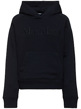 'S Max Mara: Malva logo embroidery jersey hoodie - Navy - women_0 | Luisa Via Roma