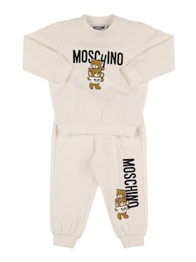 Moschino: Sweatshirt und Trainingshose aus Baumwolle - Weiß - kids-boys_0 | Luisa Via Roma