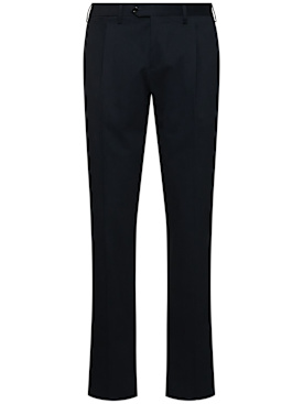 Lardini: Single pleat stretch cotton pants - Blue - men_0 | Luisa Via Roma