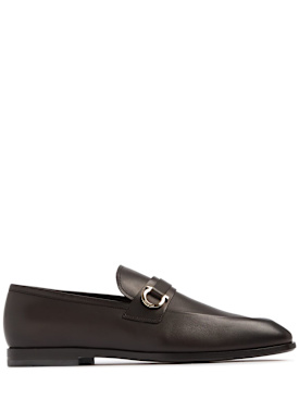 Ferragamo: Florio leather loafers - Brown - men_0 | Luisa Via Roma