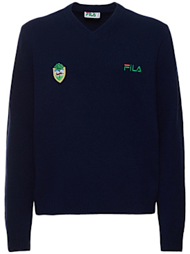 FILA +: F+ Linear Crest V neck sweater - Rich Deep Navy - men_0 | Luisa Via Roma