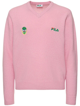 FILA +: F+ Linear Crest V neck sweater - Dusty Pink - men_0 | Luisa Via Roma