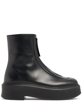 The Row: 50mm Zipped leather ankle boots - Black - women_0 | Luisa Via Roma