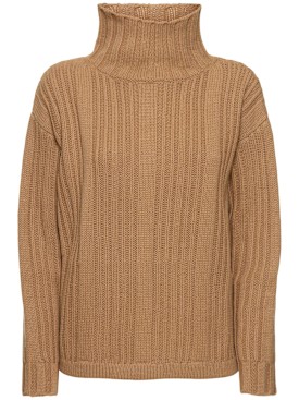 Max Mara: Vitalba wool knit turtleneck sweater - Camel - women_0 | Luisa Via Roma