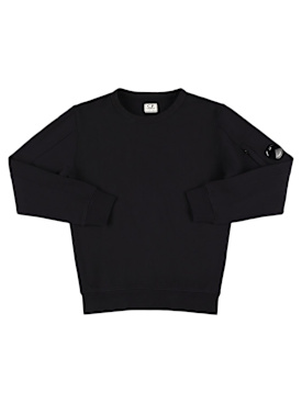 C.P. Company: Sweat-shirt en coton à col rond - Noir - kids-boys_0 | Luisa Via Roma