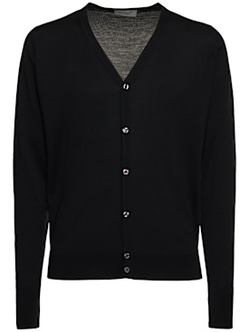 John Smedley: Strickjacke aus Wollstrick „Bryn“ - Schwarz - men_0 | Luisa Via Roma