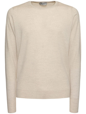 John Smedley: Marcus extrafine wool knit crew sweater - Grey - men_0 | Luisa Via Roma