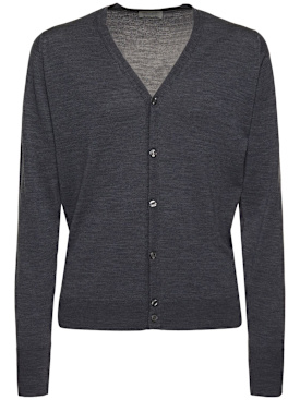 John Smedley: Strickjacke aus Wollstrick „Bryn“ - Schwarz/Grau - men_0 | Luisa Via Roma