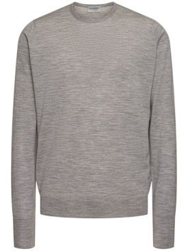 John Smedley: Marcus extrafine wool knit crew sweater - Silver/Grey - men_0 | Luisa Via Roma