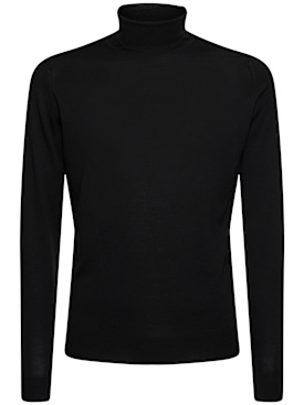 John Smedley: Cherwell high neck knit sweater - Black - men_0 | Luisa Via Roma