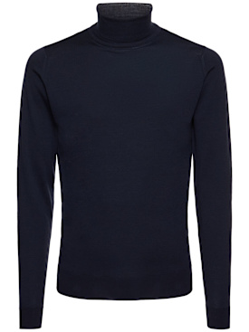 John Smedley: Cherwell high neck knit sweater - Blue - men_0 | Luisa Via Roma