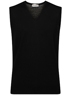 John Smedley: Hadfield extrafine wool knit vest - Black - men_0 | Luisa Via Roma