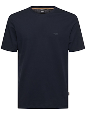 Boss: Thompson logo cotton jersey t-shirt - Navy - men_0 | Luisa Via Roma
