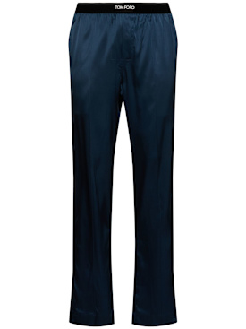 Tom Ford: Silk satin pajama pants - Deep Ocean - men_0 | Luisa Via Roma