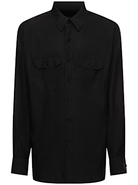 Tom Ford: ライトツイルミリタリーシャツ - ブラック - men_0 | Luisa Via Roma