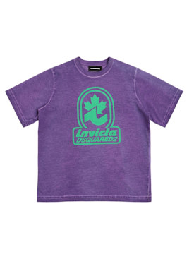 Dsquared2: T-shirt in jersey di cotone - Viola - kids-boys_0 | Luisa Via Roma