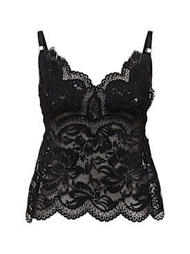 Rabanne: Lace top - Black - women_0 | Luisa Via Roma