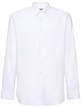 Etro: Logo cotton button down shirt - White - men_0 | Luisa Via Roma