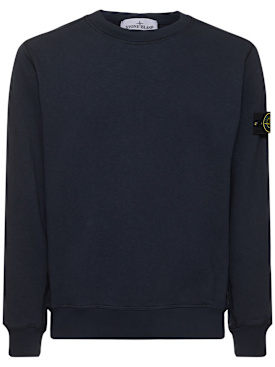 Stone Island: Crewneck cotton sweatshirt - Navy - men_0 | Luisa Via Roma