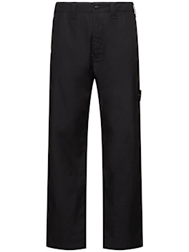 Stone Island: Cotton regular fit pants - Black - men_0 | Luisa Via Roma