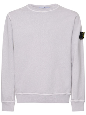 Stone Island: Sudadera de algodón con cuello redondo - Lila - men_0 | Luisa Via Roma