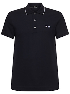 Zegna: Polo a maniche corte - Navy - men_0 | Luisa Via Roma