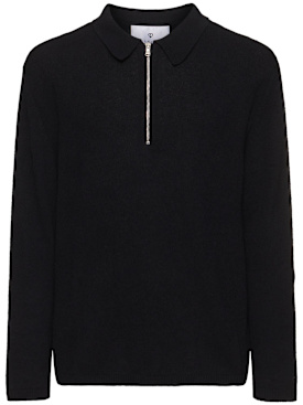 Seven Gauge: Polo a maniche lunghe bouclé - Nero - men_0 | Luisa Via Roma