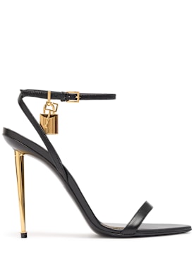Tom Ford: 105mm Padlock leather sandals - Black - women_0 | Luisa Via Roma