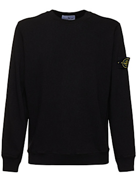 Stone Island: Crewneck cotton sweatshirt - Black - men_0 | Luisa Via Roma
