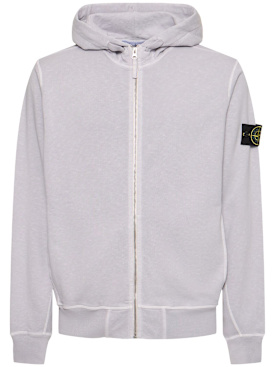 【STONE 】関税・送料込Ribbed trim cotton hoodie 2color Cotton zip hoodie - Stone Island - Men | Luisaviaroma