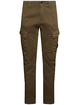 C.P. Company: Sateen stretch cargo lens pants - Green - men_0 | Luisa Via Roma