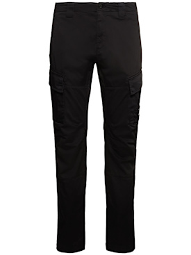 C.P. Company: Sateen stretch cargo lens pants - Black - men_0 | Luisa Via Roma