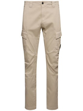 C.P. Company: Sateen stretch cargo lens pants - Vintage Khaki - men_0 | Luisa Via Roma